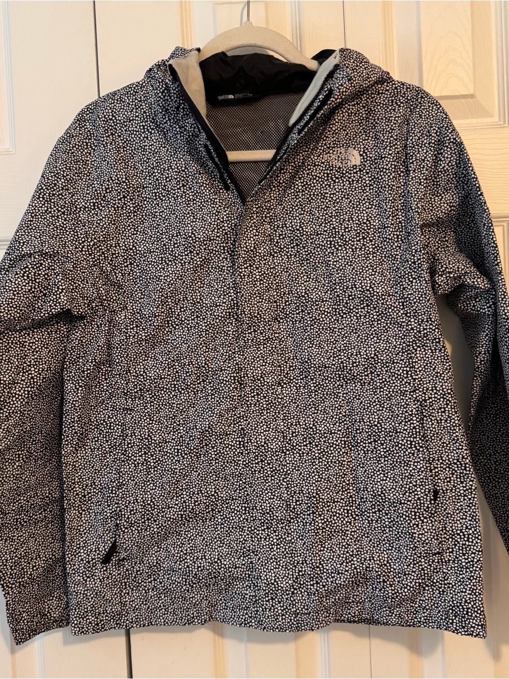 The North Face Black & White Speckled Hooded Raincoat